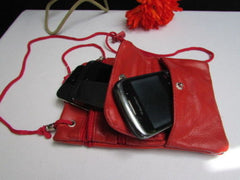 Red Genuine Leather Crossbody Traveling Bag