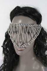 Silver Metal Eye Cover Half Face Elastic Mask Thick Halloween