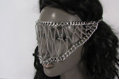 Silver Metal Eye Cover Half Face Elastic Mask Thick Halloween