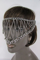 Silver Metal Eye Cover Half Face Elastic Mask Thick Halloween