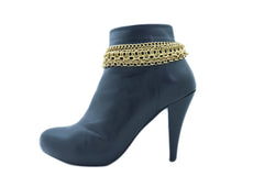 Cute Women Trendy Vintage Gold Color Metal Chain Boot Bracelet Western Shoe Charm