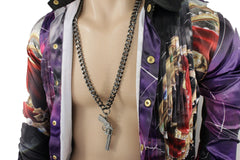 Pewter Metal Chain Weapon Western Pistol Gun Pendant Soldier Long Necklace Men