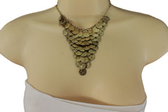 Rusty Antique Gold Metal Chains Coins Necklace