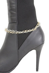 Silver Gold Metal Chain Boot Bracelet Shoe Bling Women Western