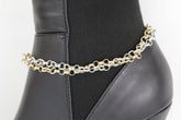 Women Western Hot Fashion Bracelet Gold Silver Metal Chain Anklet Bling Shoe Charms