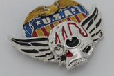 NEW Silver Skull Wings Skeleton USA Army American Eagle Bloody Belt Buckle Men