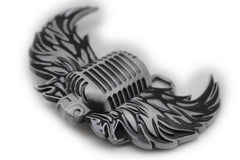 Silver Metal Radio Music Microphone Fire Wings Belt Buckle Men Accessories