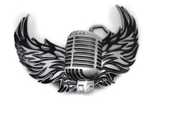 Silver Metal Radio Music Microphone Fire Wings Belt Buckle Men Accessories