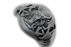 Silver Black Animal Wild Pig Boar Tusks Head Hunters Unique Belt Buckle Men