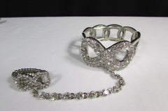 Silver Hand Chain Bracelet Multi Rhinestone Infinity Symbol