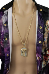 Jesus Christ Head Portrait Religious Pendant Long Metal Chain Necklace