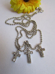 Silver Gold Metal Head Chain Multi Cross Rhinestones Wave Hair Piece