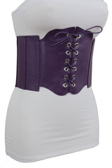 Faux Leather Wide Sexy High Waisted Corset Belt