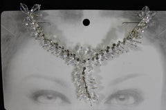 Silver Head Hair Pin Clips Big Beads Forehead Grecian Long Rhinestones Strand