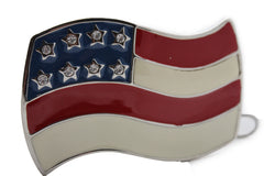 NEW Silver Metal 3D USA Flag United States Belt Buckle Men Cowboy Western