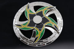 Silver Metal Round Shape Spinning Arrow Star Brazil Flag Belt Buckle Men