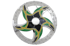 Silver Metal Round Shape Spinning Arrow Star Brazil Flag Belt Buckle Men