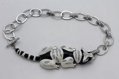 Silver Metal Body Chain Links Lying Dog Short Necklace