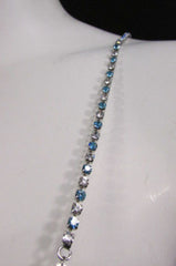 Silver Metal Bra Straps Decorative Lingerie Green Blue Pink Rhinestones