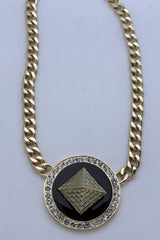 Silver Metal Chain Links Egyptian Pyramid Building Travel Trip Necklace