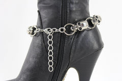 Silver Skull Skeleton Head Metal Boot Chain