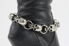 Silver Skull Skeleton Head Metal Boot Chain