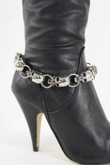 Silver Skull Skeleton Head Metal Boot Chain