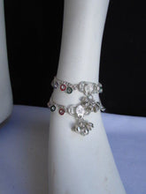 Silver Metal Chains Foot Rhinestones 2 Rows Charm Anklet Jewelry Accessories