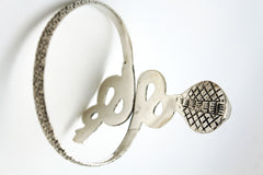 Silver Metal Long Tael Snake Bangle Upper Arm Cuff Bracelet