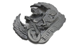 Silver Metal Motorcycle Biker Hell Wheels Skeleton Wings Men Accessories