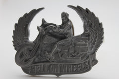Silver Metal Motorcycle Biker Hell Wheels Skeleton Wings Men Accessories