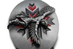 Silver Metal Native American Indian Dance Warrior Oval Belt Buckle Men Accessories