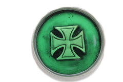 Silver Metal Round Gothic Iron Cross Heavy Green Belt Buckle Men