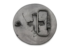 Silver Metal Round Gothic Iron Cross Heavy Green Belt Buckle Men