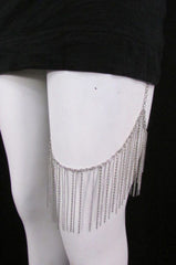 Silver Metal Trendy Long Leg Armor Chains Body Tassel