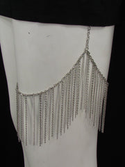 Silver Metal Trendy Long Leg Armor Chains Body Tassel