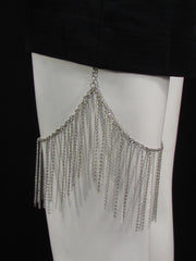 Silver Metal Trendy Long Leg Armor Chains Body Tassel