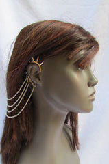 Brand New Trendy Fashion Women Silver Chain Spikes Cuff Earring To Hair Pin Headband Claw - alwaystyle4you - 1