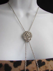 WOMEN SILVER CHAINS FASHION NECKLACE LION HEAD PENDANT 1"/1" EXTRA LONG 22" DROP - alwaystyle4you - 3