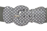 Stretch Waist Elastic White Polka Dots Round Buckle Belt