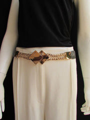 Gray / White / Black Waist Hip Stretch Back Belt Gold Chains Squares Metal Buckle New Women Fashion Accessories Size S M L - alwaystyle4you - 4
