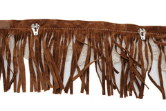 Brown Faux Leather Long Fringes Knee High Lace Boot Toppers Boho