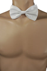 White Fabric Neck Bow Tie Tuxedo Costume Men Women Teens And Kids