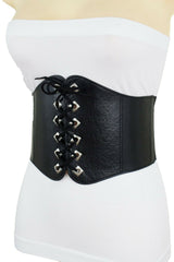 Women Elastic Waistband Wide High Waist Dressy Chic Fashion Corset Belt Size S M