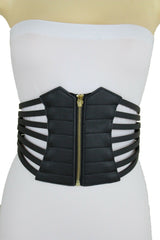 Black Women Corset Fashion Belt Elastic Wide Stretch Waistband Hip High Waist S