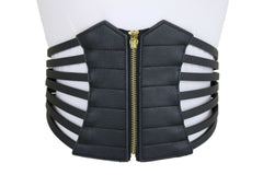 Black Women Corset Fashion Belt Elastic Wide Stretch Waistband Hip High Waist S