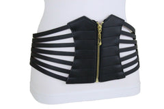 Black Women Corset Fashion Belt Elastic Wide Stretch Waistband Hip High Waist S