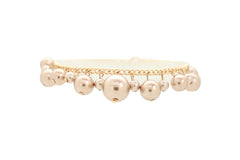 Gold Metal Chain Boot Bracelet Shoe Bronze Pearl Bead Charm