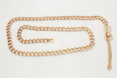 Women Gold Metal Chain Skinny Hip Waist Fashion Belt Spider Fringes Charm XS S M