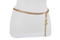 Women Gold Metal Chain Skinny Hip Waist Fashion Belt Spider Fringes Charm XS S M